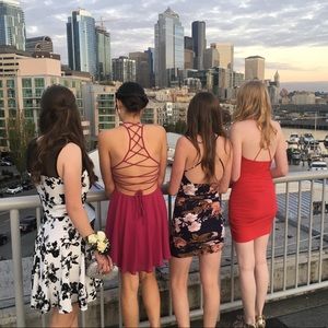 LULUS GOOD DEEDS MAGENTA LACE-UP DRESS